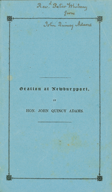 Lot 5 John Quincy Adams: Signing his stirring 1837 Independence Day address: ?That specific human improvement in the condition of man, which consists in the extirpation of slavery and war from the face of the earth?