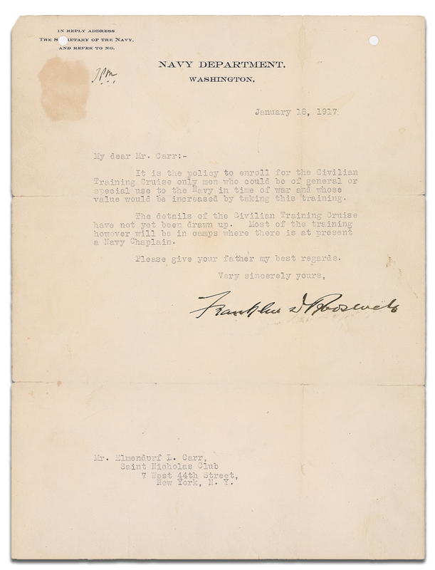Lot 126 Franklin D. Roosevelt Typed Letter Signed