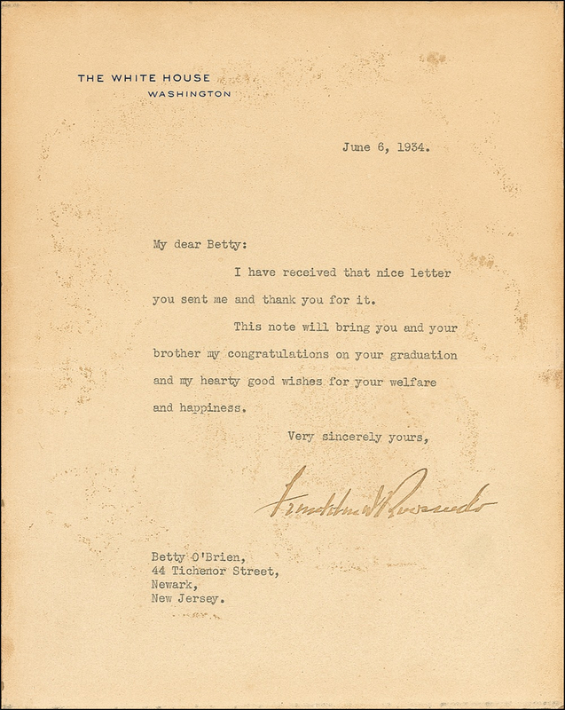 Lot 129 Franklin D. Roosevelt Typed Letter Signed