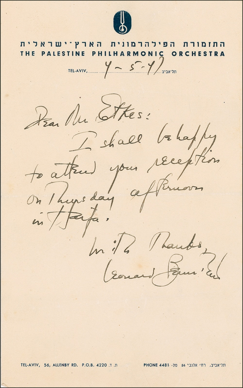 Lot 574 Leonard Bernstein Handwritten Letter Signed