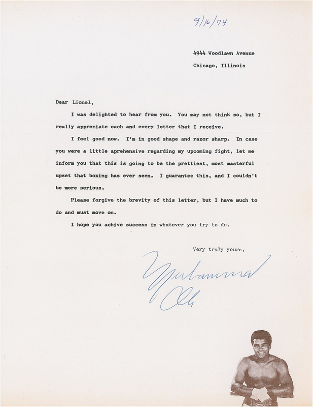 Lot 1162 Muhammad Ali: “The prettiest, most masterful upset that boxing has ever seen”