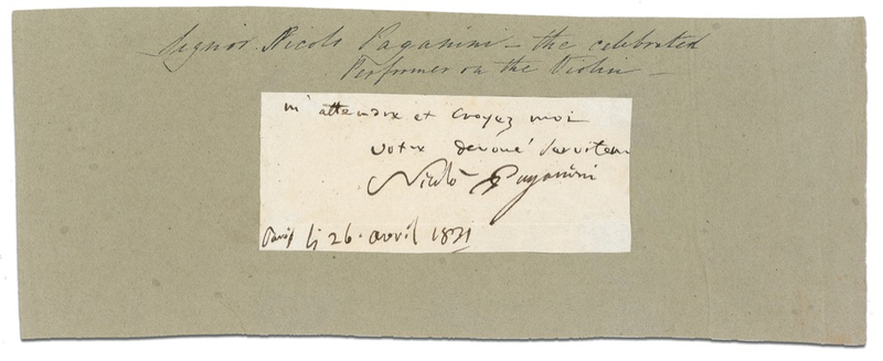 Lot 717 Nicolo Paganini: STRING KING: Paganini signs in Paris in the month following his triumphant debut there