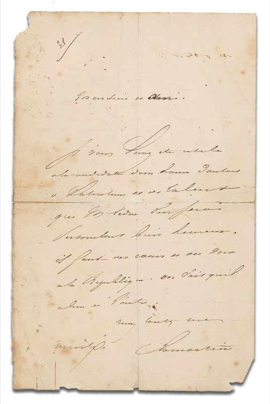 Lot 454 Alphonse de Lamartine Handwritten Letter Signed