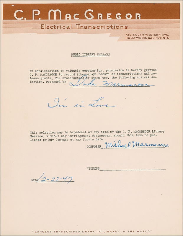 Lot 689 Dodo Marmarosa Signed Document