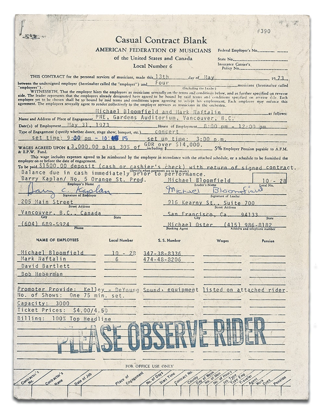Lot 579 Mike Bloomfield Signed Document