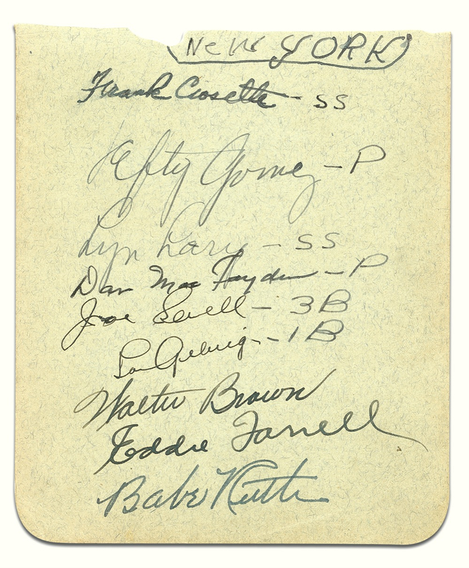 Lot 1402 Babe Ruth and Lou Gehrig: The Bambino and Iron Horse sign with other members of the 1932 Yankees?possibly the greatest team ever assembled