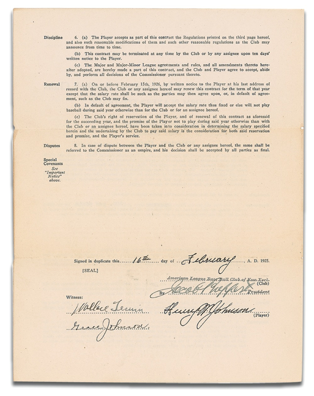 Lot 1292 Ban Johnson Signed Document