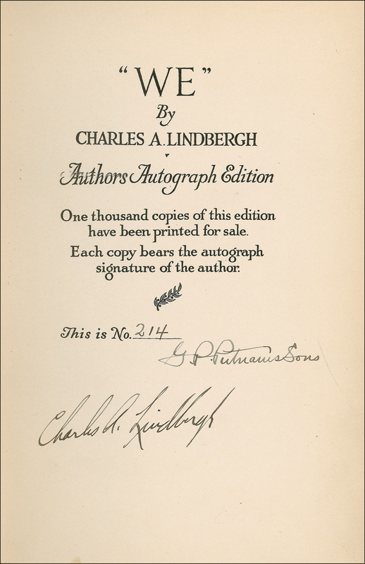Lot 381 Charles Lindbergh Book