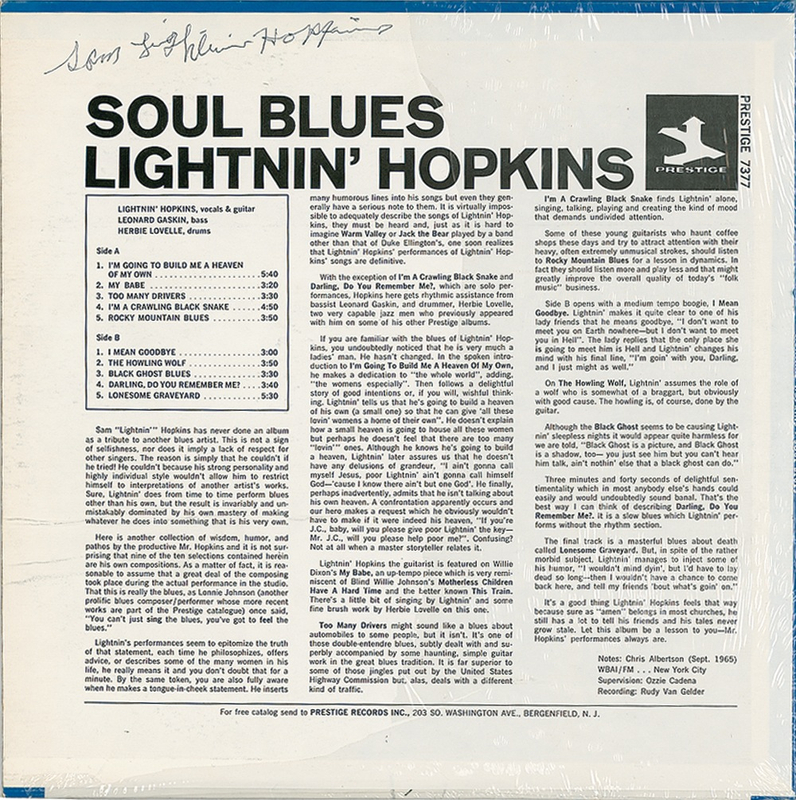 Lot 652 Lightnin’ Hopkins Album