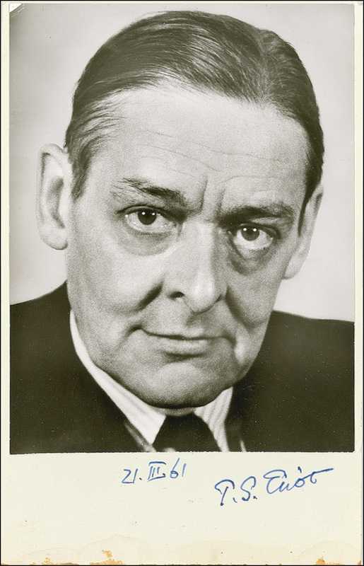 Lot 427 T. S. Eliot Signed Photograph