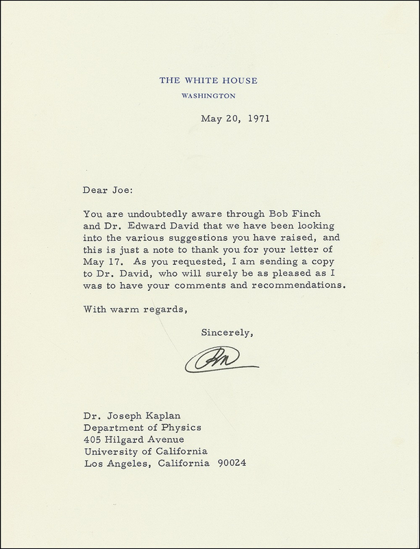 Lot 94 Richard Nixon Typed Letter Signed