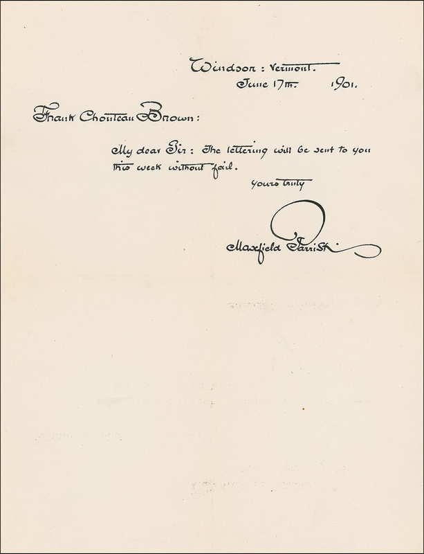 Lot 476 Maxfield Parrish: Parrish promises samples for a 1902 published study in the art of lettering