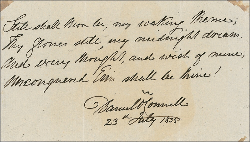 Lot 247 Daniel O?Connell: ?Unconquered Erin shall be thine!?: Stirring AQS from Irish patriot DANIEL O?CONNELL