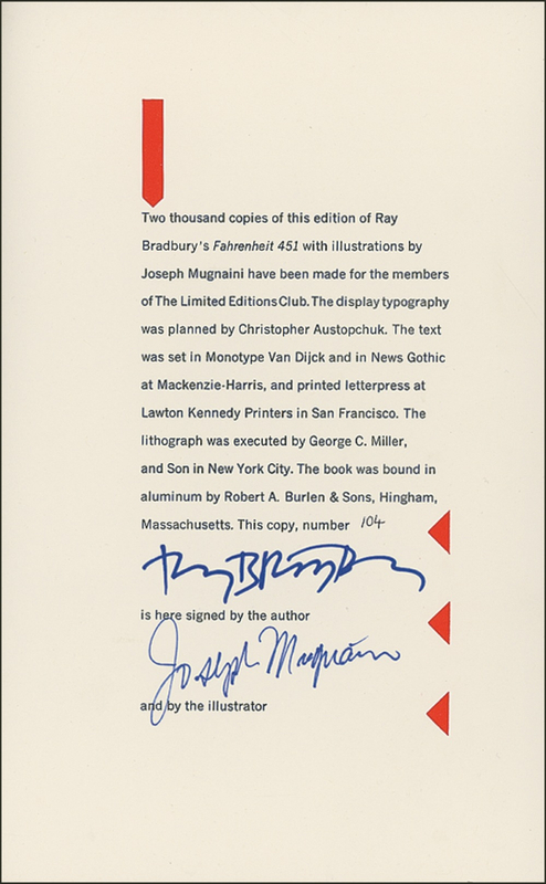 Lot 403 Ray Bradbury Book
