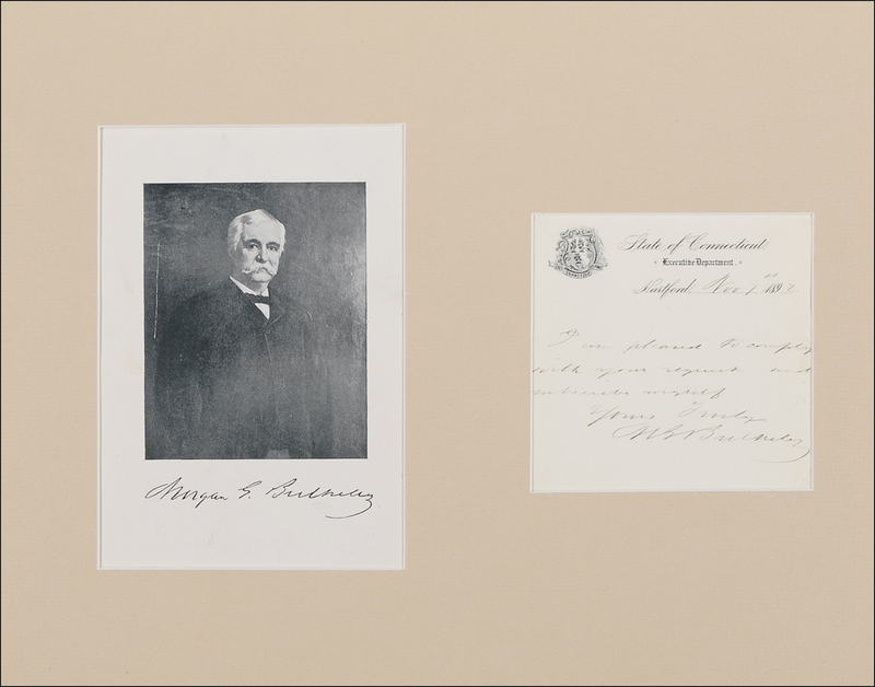 Lot 1224 Morgan Bulkeley: The first President of the National League signs for a collector