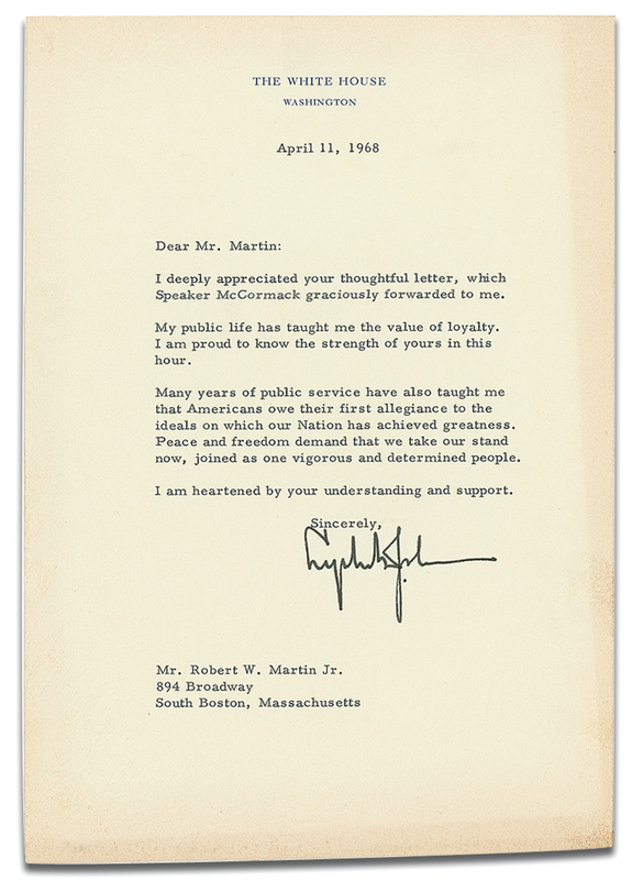 Lot 76 Lyndon B. Johnson: “Peace and freedom demand that we take our stand now, joined as one vigorous and determined people”