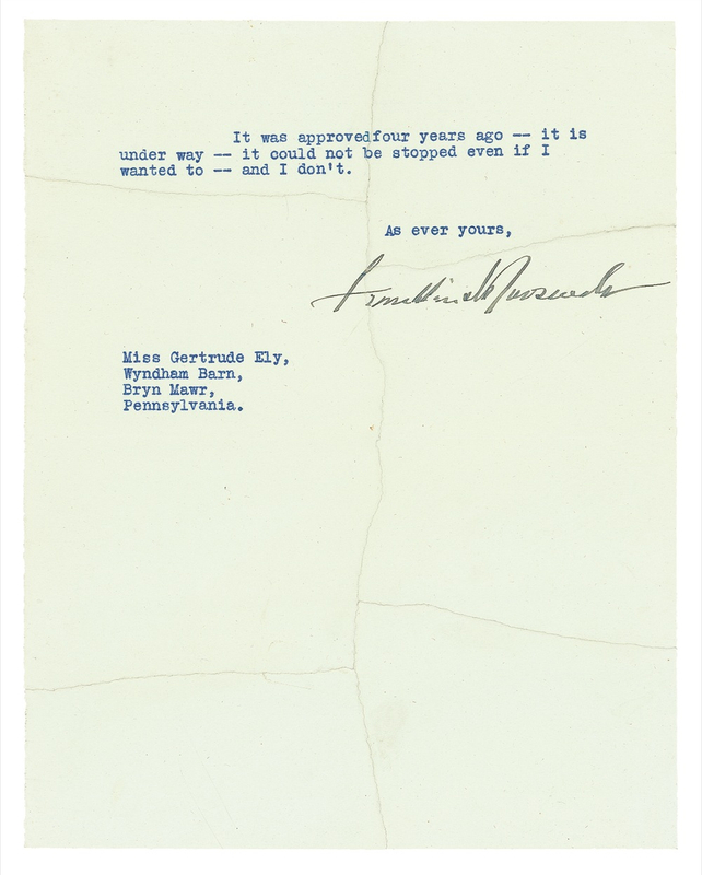 Lot 133 Franklin D. Roosevelt: “It is perfectly reasonable to admit that the success of the Santee-Cooper project cannot be guaranteed”: FDR defends one of his New Deal initiatives