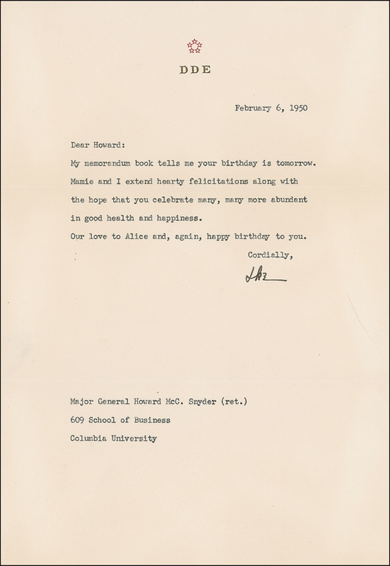 Lot 43 Dwight D. Eisenhower Typed Letter Signed