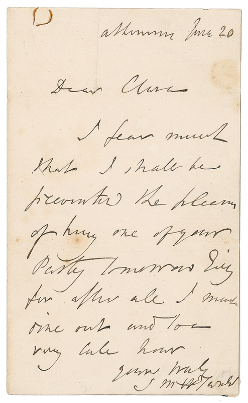 Lot 501 J. M. W. Turner Handwritten Letter Signed