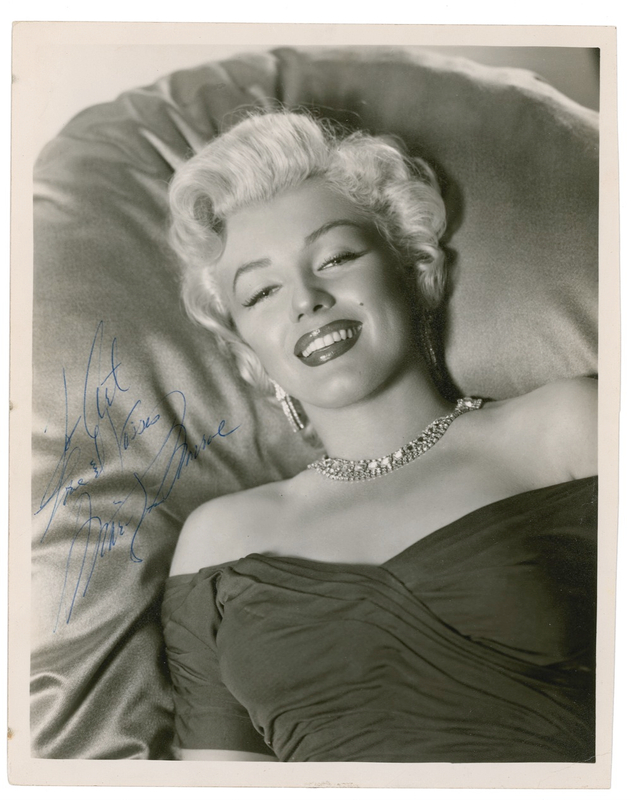 Lot 1036 Marilyn Monroe: MARILYN signs for Sammy Davis, Jr.’s decades-long best friend Art Silber, documented in Silber’s book as one of his “most prized possesions”