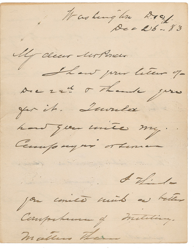 Lot 323 Philip H. Sheridan: “The points, motives, incidents as yet unknown to the people”