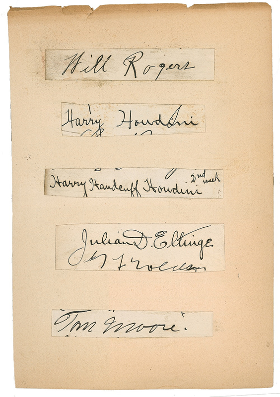 Lot 158 Autograph Album: Including HOUDINI, HOOVER, COHAN, and WILL ROGERS
