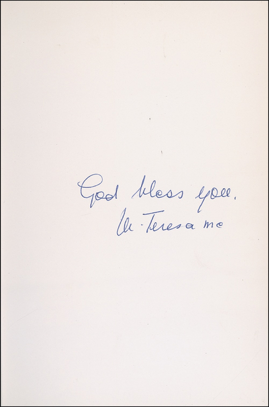 Lot 243 Mother Teresa: Signing the book that brought her to international attention