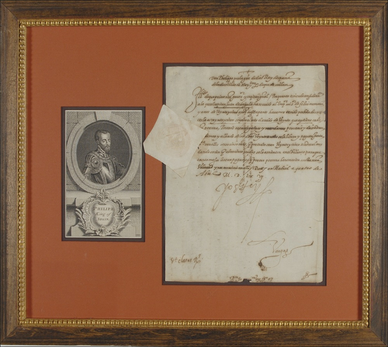 Lot 251 Philip II: I THE KING: PHILIP II orders a pay raise for a longtime officer