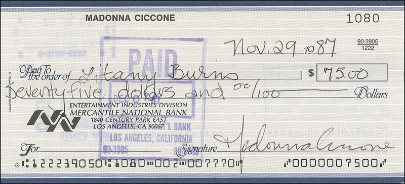 Lot 688 Madonna: MATERIAL FUTURE: In the year of Who’s That Girl?, MADONNA consults a prominent psychic