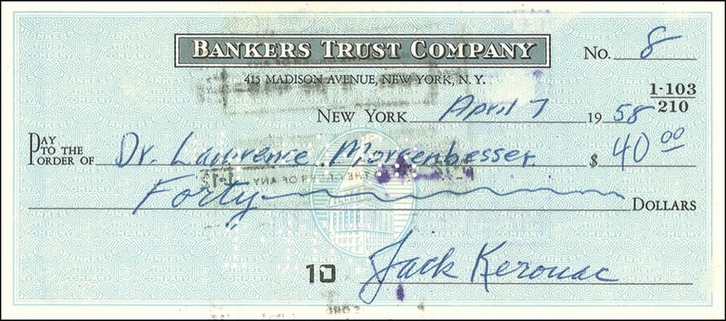 Lot 449 Jack Kerouac Check