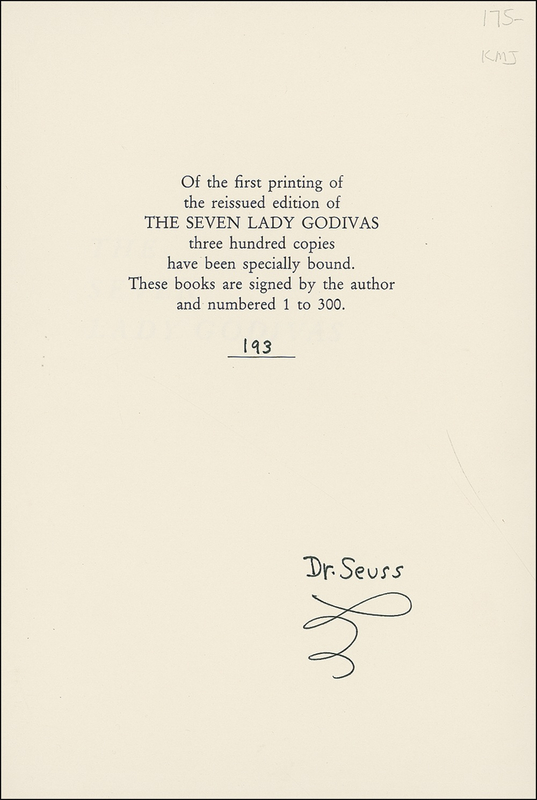 Lot 493 Dr. Seuss Book