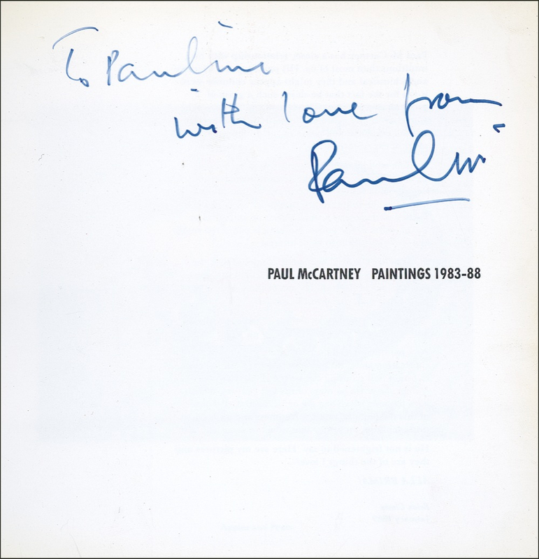 Lot 565 Beatles: Paul McCartney: Paul signs his art book for Stuart Sutcliffe’s sister
