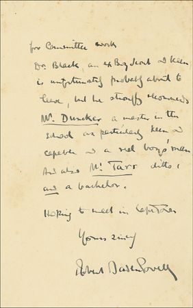 Lot #157 Robert Baden-Powell: “It is a place waiting for scouting”: Baden-Powell recruits leaders for a new Boy Scout troop - Image 1