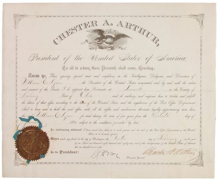 Lot #6 Chester A. Arthur Signed Document