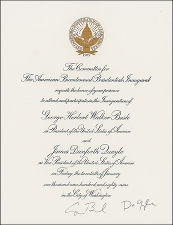 Lot #7 George Bush and Dan Quayle Inaugural