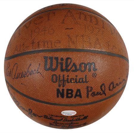 Lot #1198 Basketball Greats: The NBA celebrates its 25th anniversary with its 1971 All NBA Team - Image 3