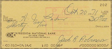 Lot #1389 Jackie Robinson Check - Image 2