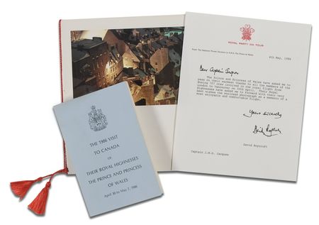 Lot #167 Charles and Diana: O CANADA: CHARLES and DIANA sign a photo for the flight navigator for their 1986 visit to Canada - Image 2