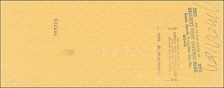 Lot #622 The Doors: Jim Morrison: 1968: MORRISON endorses a check in the month that “Touch Me” is released - Image 1