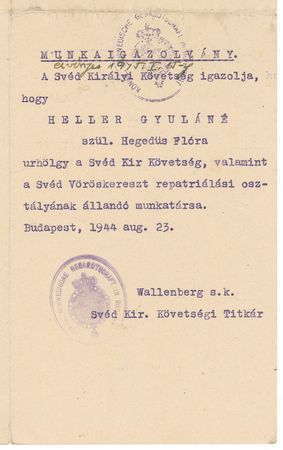 Lot #281 Raoul Wallenberg: Rare 1944 document signed by RAOUL WALLENBERG during his courageous efforts to save Hungarian Jews in the midst of the Holocaust - Image 3