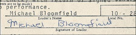 Lot #579 Mike Bloomfield Signed Document - Image 2