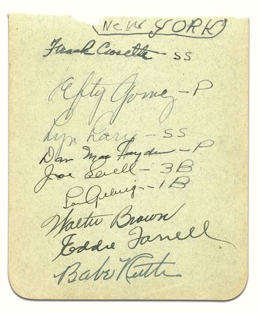 Lot #1402 Babe Ruth and Lou Gehrig: The Bambino and Iron Horse sign with other members of the 1932 Yankees?possibly the greatest team ever assembled - Image 1