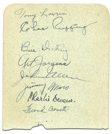Lot #1402 Babe Ruth and Lou Gehrig: The Bambino and Iron Horse sign with other members of the 1932 Yankees?possibly the greatest team ever assembled - Image 2