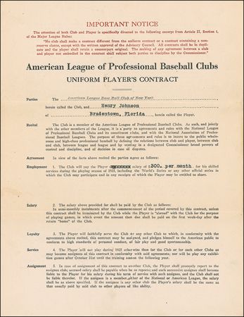 Lot #1292 Ban Johnson Signed Document - Image 2