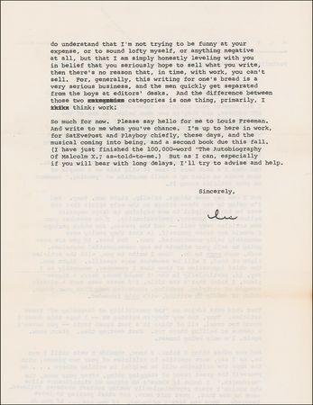 Lot #440 Alex Haley: Harsh critic HALEY minces no words with a budding writer: ?I?d never seen such a classic example of straying, rambling, wandering, away from your theme, which is deadly...? - Image 1
