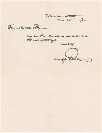 Lot #476 Maxfield Parrish: Parrish promises samples for a 1902 published study in the art of lettering - Image 1