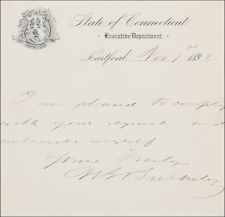 Lot #1224 Morgan Bulkeley: The first President of the National League signs for a collector - Image 2