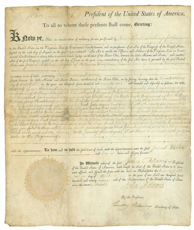 Lot #2 John Adams: Granting land to a veteran