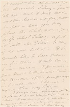 Lot #156 Susan B. Anthony Signed copy of the National Woman Suffrage Association Constitution, with addendum of detailed suggestions on how to increase membership, and an Anthony ALS about the landmark publication History of Woman Suffrage - Image 2