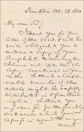 Lot #280 Daniel Webster: “The friendly sentiments which you express in regard to my recent political conduct” - Image 2